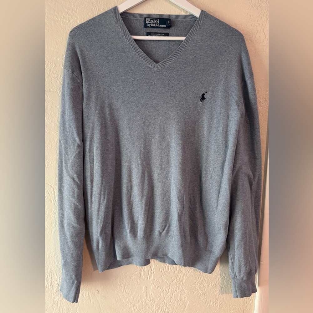Vintage 90s Y2K Polo Ralph Lauren‎ Pima Cotton Lightweight V Neck Sweater Preppy